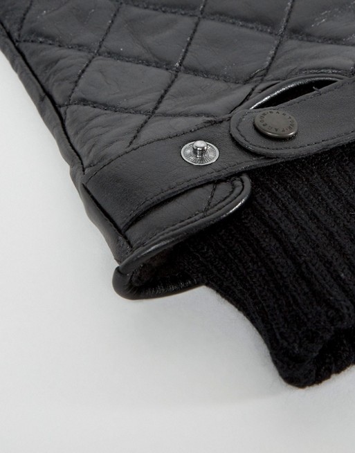Qulited Leather Gloves In Black